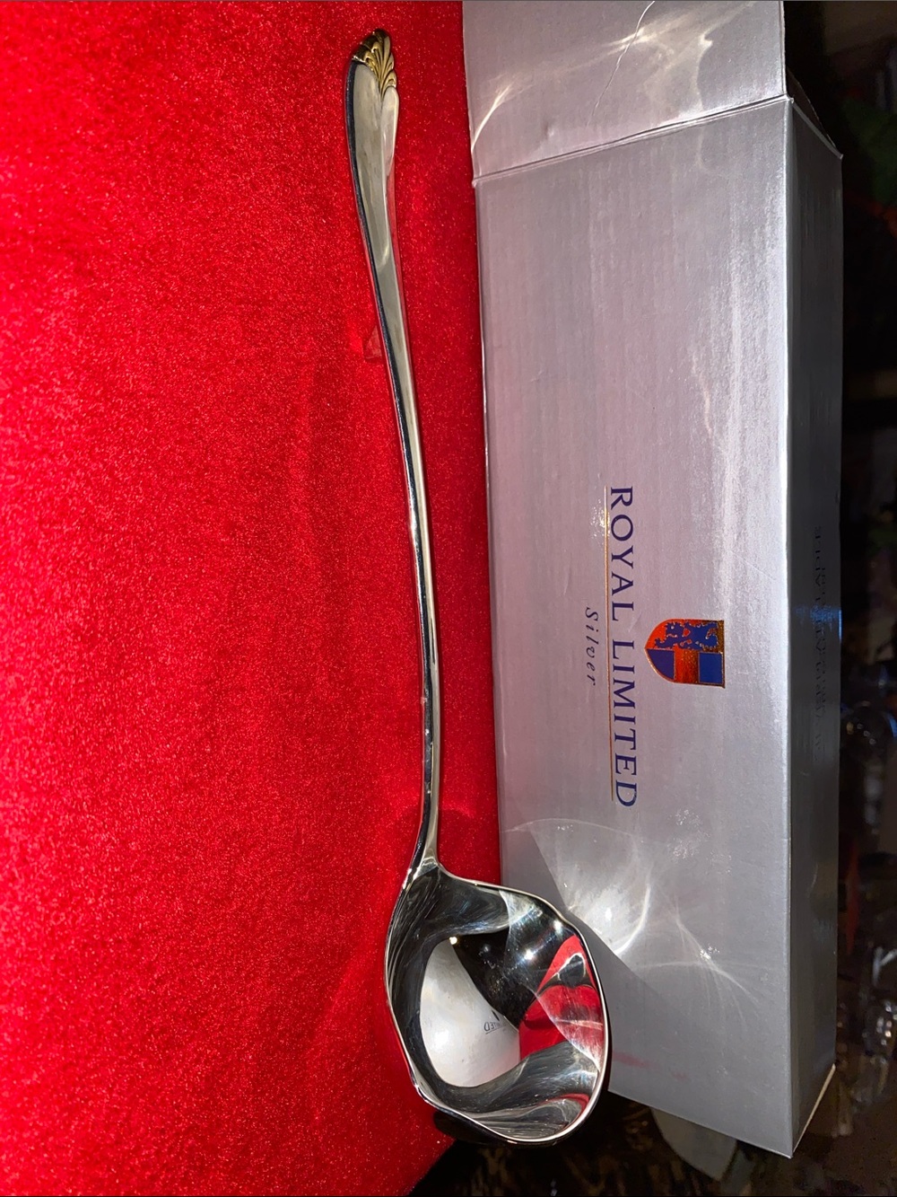 Royal Limited Silver Plated Serving Ladle with Gold Accent